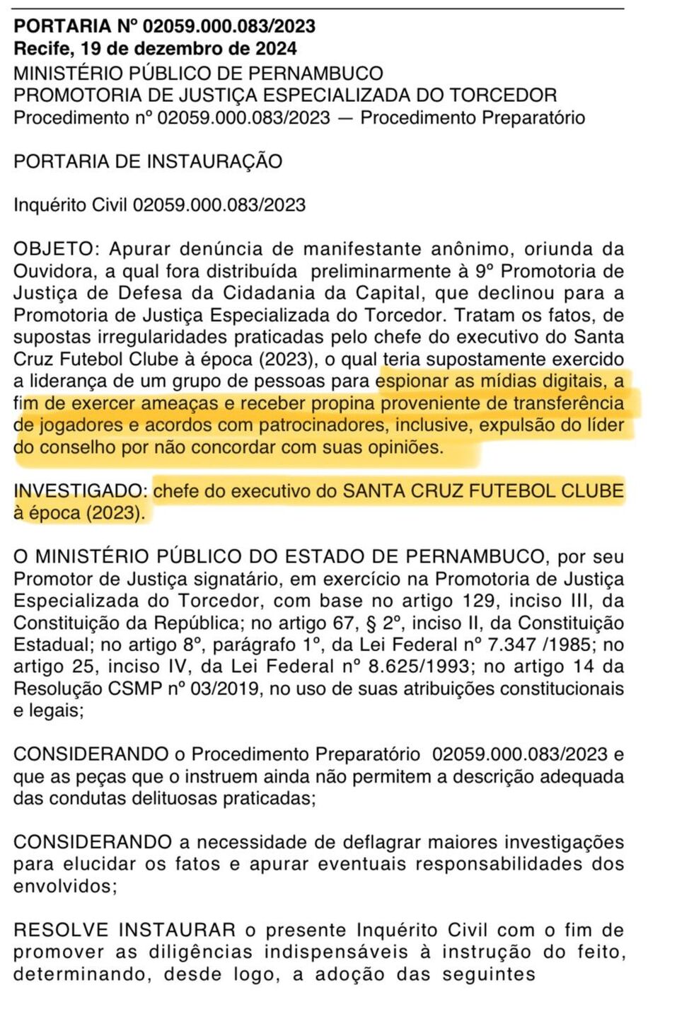 Santa Cruz: MPPE instaura inquérito para investigar ex-presidente do Tricolor, Antônio Luiz Neto